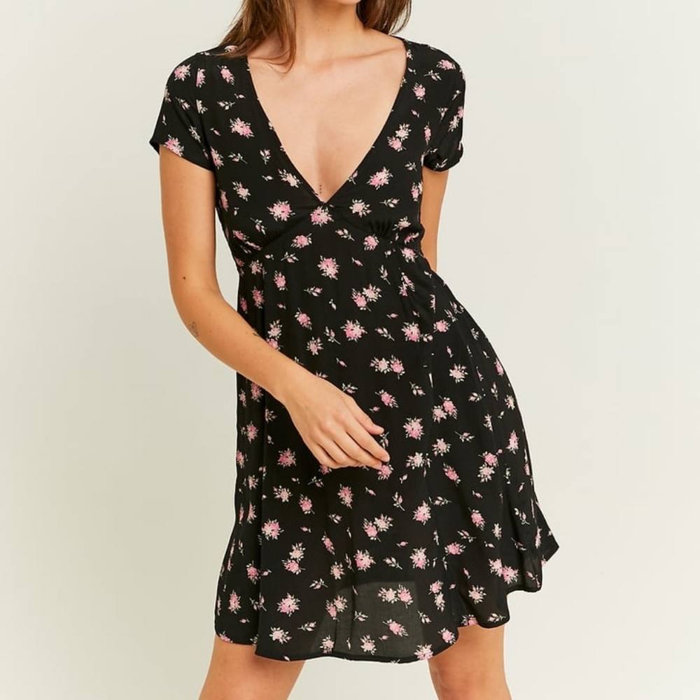 Tally Weijl Black Floral A-Line Mini Dress